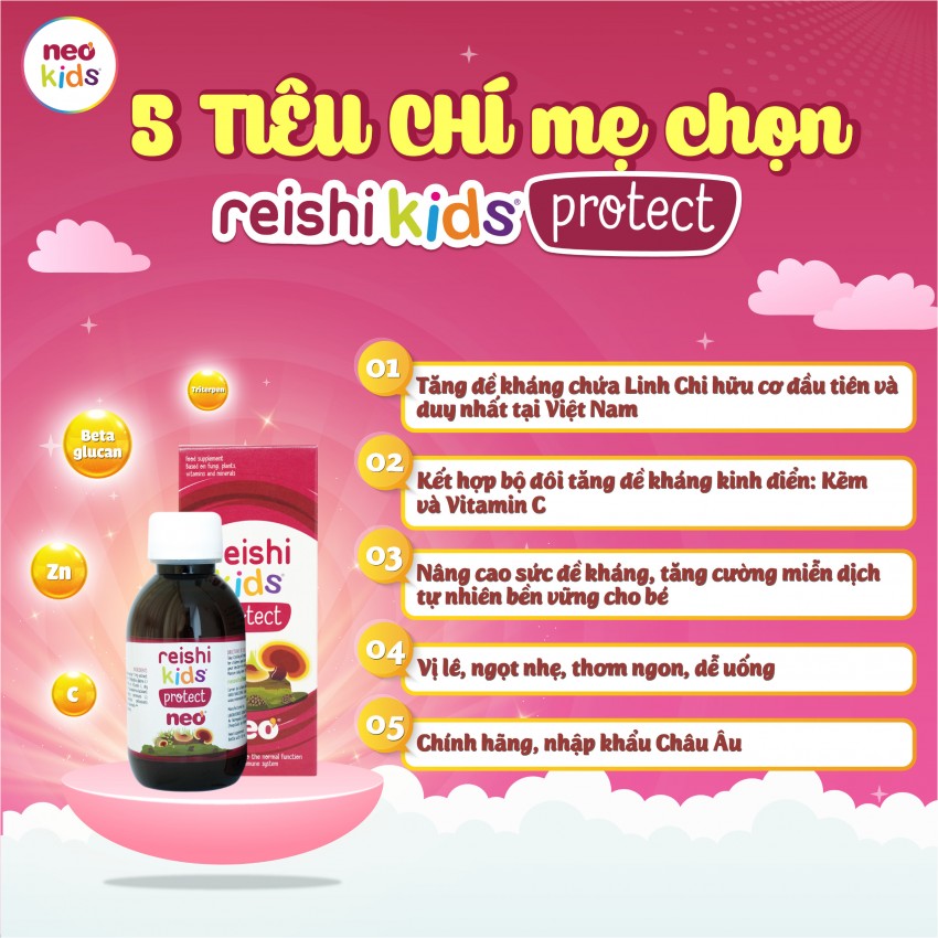 Tăng đề kháng linh chi hữu cơ REISHI KIDS® PROTECT - MS: 3