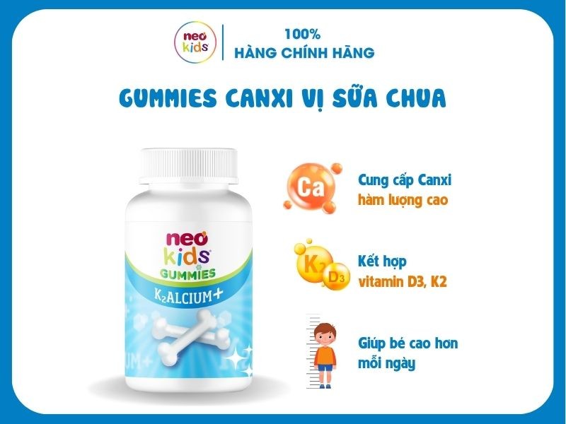 Gummies Canxi Neo Kids - Kẹo canxi cho bé vị sữa chua - MS: 2