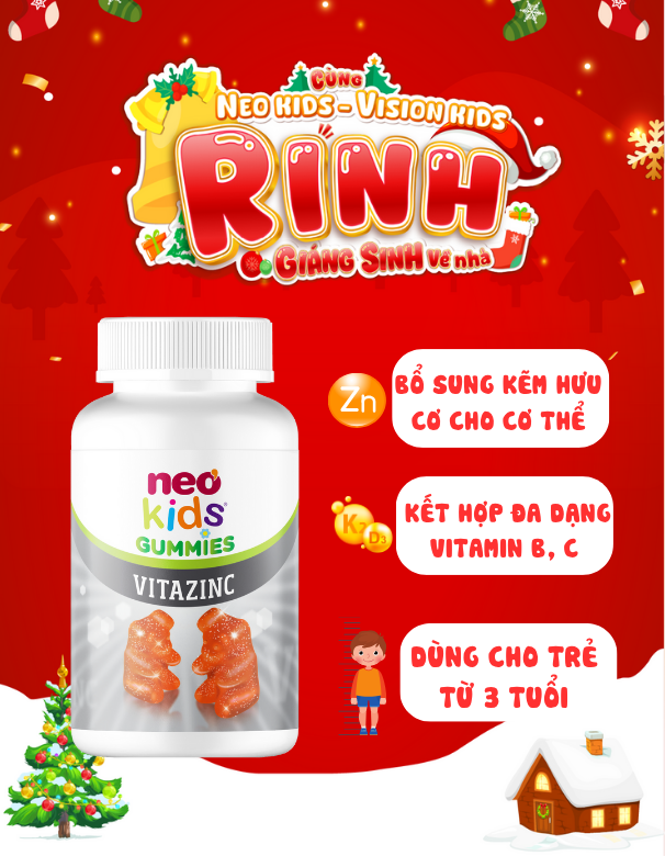 TPBVSK Neo Kids Gummies Kẽm hữu cơ con gấu - Hỗ trợ bé ăn ngon, tăng cường sức đề kháng