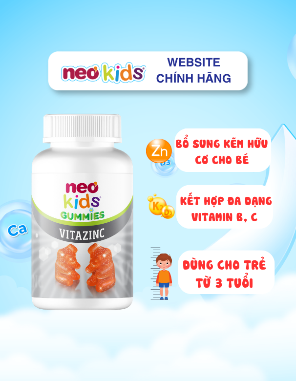 TPBVSK Neo Kids Gummies Kẽm hữu cơ con gấu - Hỗ trợ bé ăn ngon, tăng cường sức đề kháng